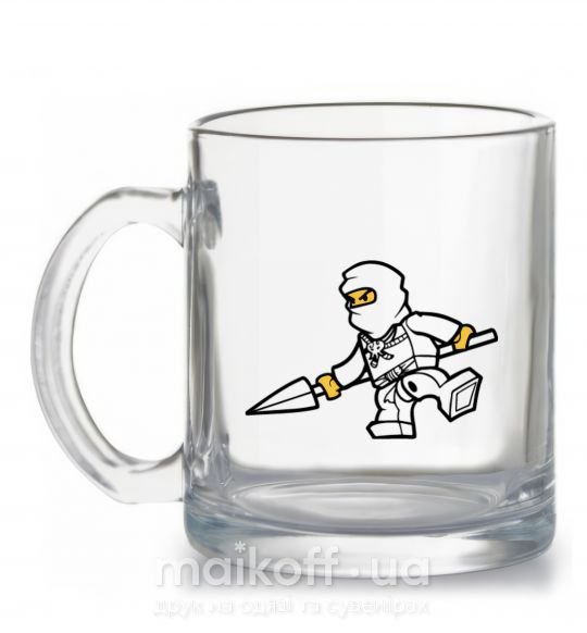 Чашка стеклянная Ниндзя с копьем Прозрачный фото
