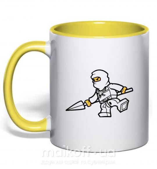 Чашка с цветной ручкой Ниндзя с копьем Солнечно желтый фото
