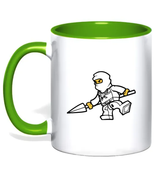 Чашка с цветной ручкой Ніндзя зі списом Лаймовый фото