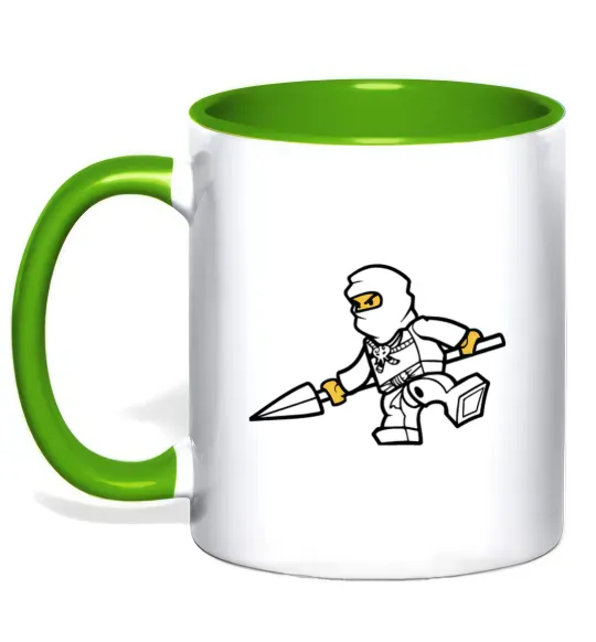 Чашка з кольоровою ручкою Ніндзя зі списом Зелений фото