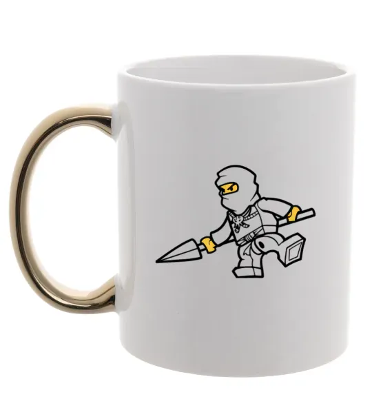 Чашка з кольоровою ручкою Ніндзя зі списом Золото фото