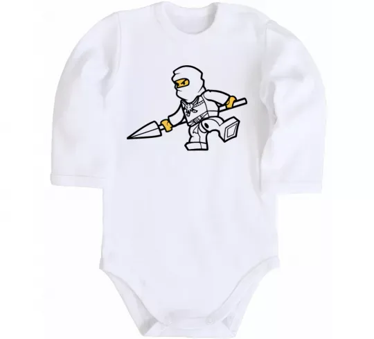 Детский боди Ніндзя зі списом Белый фото