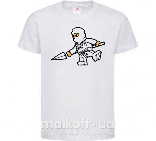 Дитяча футболка Ниндзя с копьем Білий фото