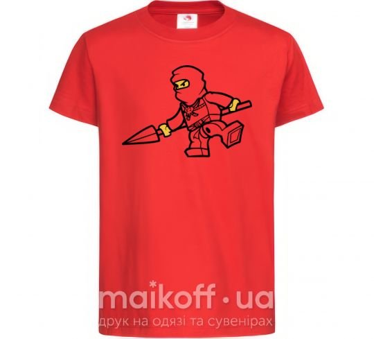 Детская футболка Ниндзя с копьем Красный фото