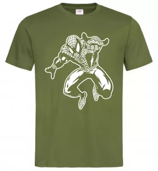 Чоловіча футболка Spiderman Jump Оливковий фото