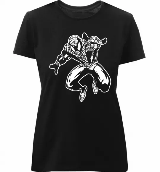 Женская премиум футболка Spiderman Jump Черный фото