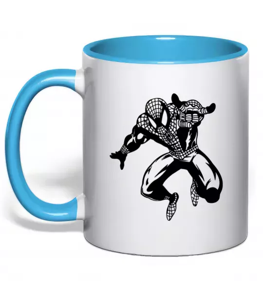 Чашка з кольоровою ручкою Spiderman Jump Блакитний фото