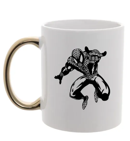 Чашка з кольоровою ручкою Spiderman Jump Золото фото