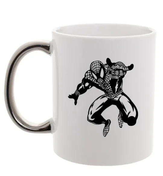 Чашка з кольоровою ручкою Spiderman Jump Срібло фото