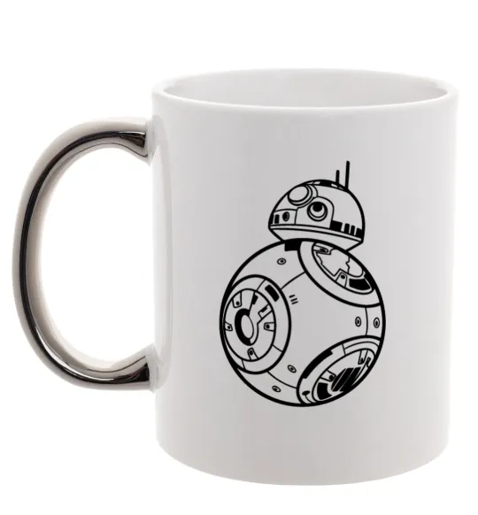 Чашка з кольоровою ручкою BB8 Срібло фото