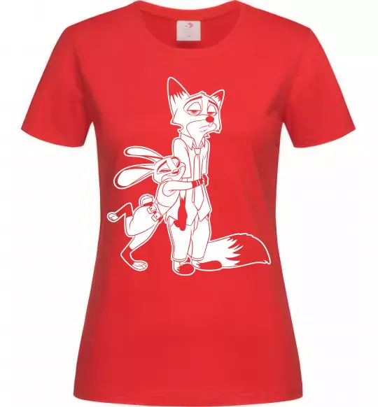 Жіноча футболка Джуді та Нік Червоний фото