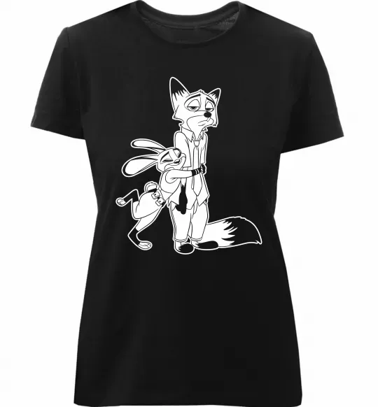 Женская премиум футболка Джуді та Нік Черный фото