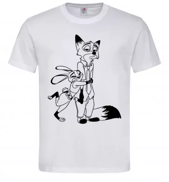 Чоловіча футболка Джуді та Нік Білий фото