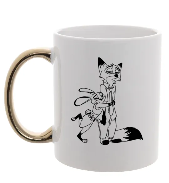 Чашка з кольоровою ручкою Джуді та Нік Золото фото