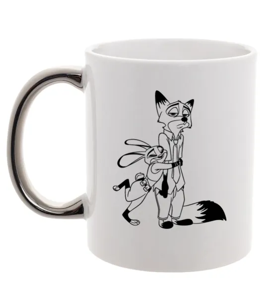 Чашка з кольоровою ручкою Джуді та Нік Срібло фото