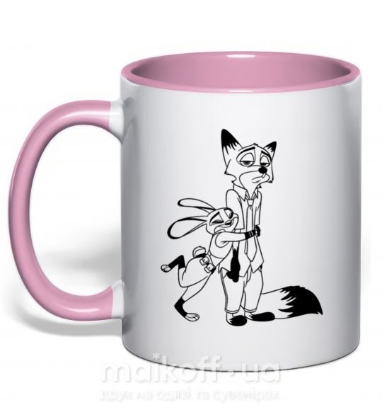 Чашка с цветной ручкой Джуди и Ник Нежно розовый фото
