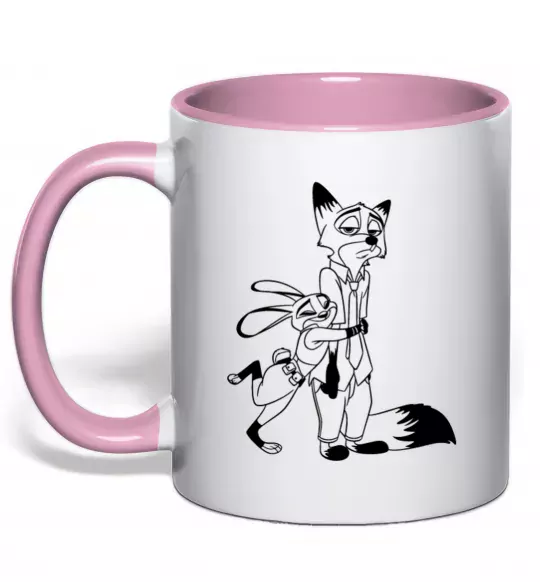 Чашка з кольоровою ручкою Джуді та Нік Ніжно рожевий фото