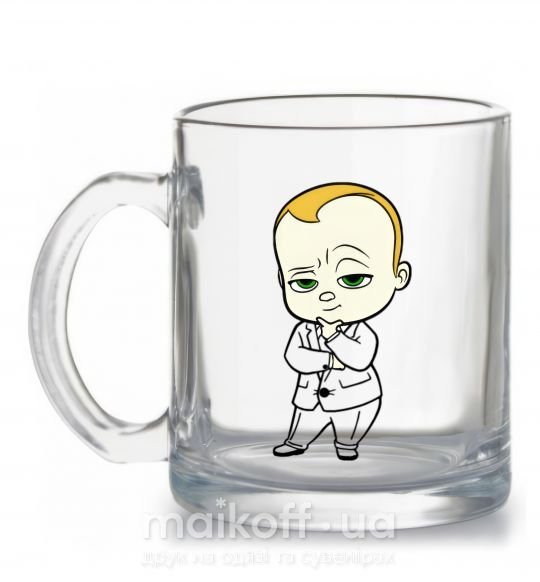 Чашка стеклянная Босс Молокосос Прозрачный фото