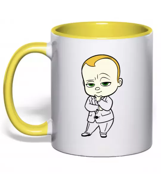 Чашка з кольоровою ручкою Босс Молокосос Сонячно жовтий фото