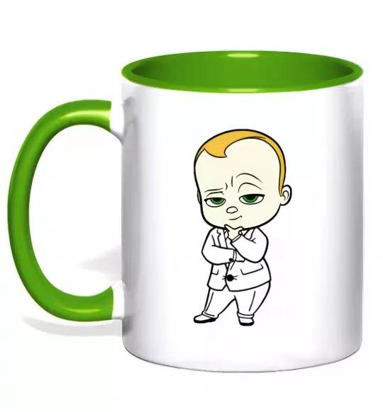 Чашка з кольоровою ручкою Босс Молокосос Зелений фото