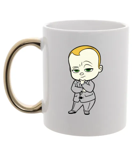 Чашка з кольоровою ручкою Босс Молокосос Золото фото