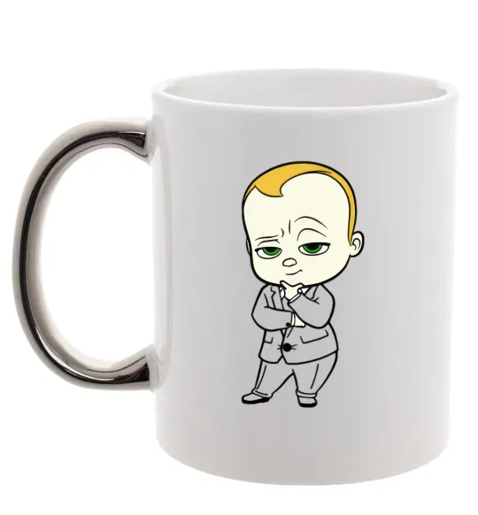 Чашка з кольоровою ручкою Босс Молокосос Срібло фото