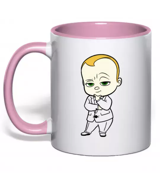 Чашка з кольоровою ручкою Босс Молокосос Ніжно рожевий фото