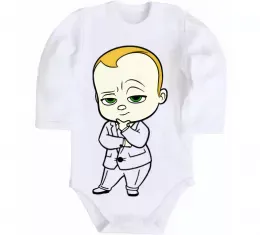 Дитячий бодік Кіт у чоботях маленький Білий фото