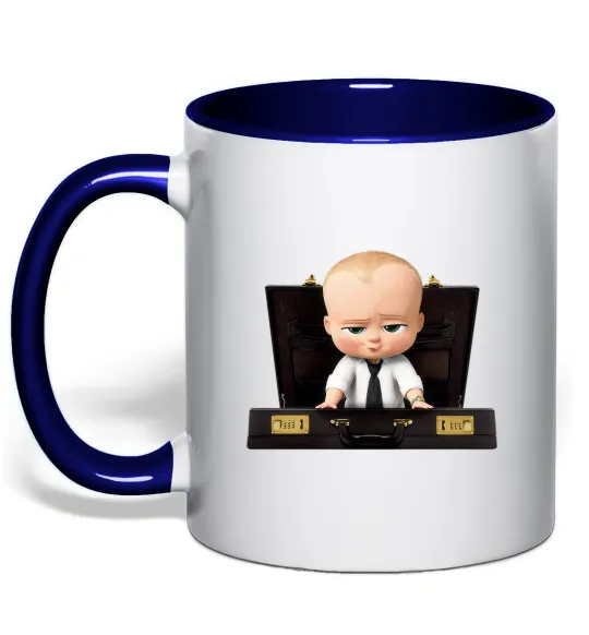 Чашка з кольоровою ручкою Босс в чемодане Глибокий темно-синій фото