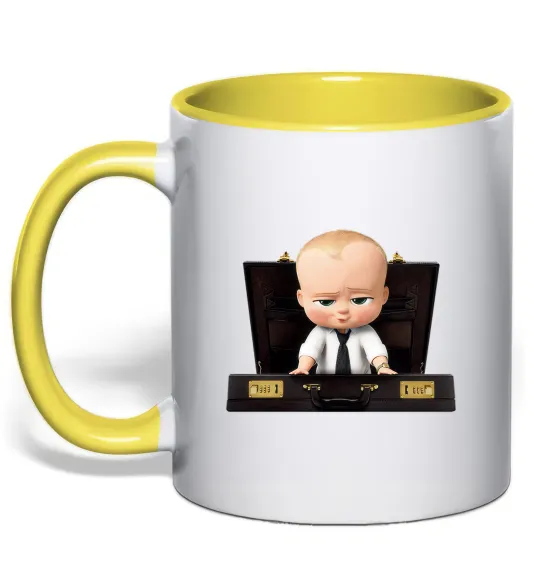 Чашка с цветной ручкой Босс в чемодане Лимонный фото