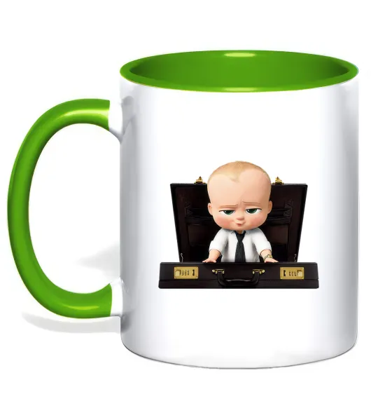 Чашка с цветной ручкой Босс в чемодане Лаймовый фото