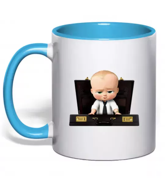 Чашка з кольоровою ручкою Босс в чемодане Блакитний фото