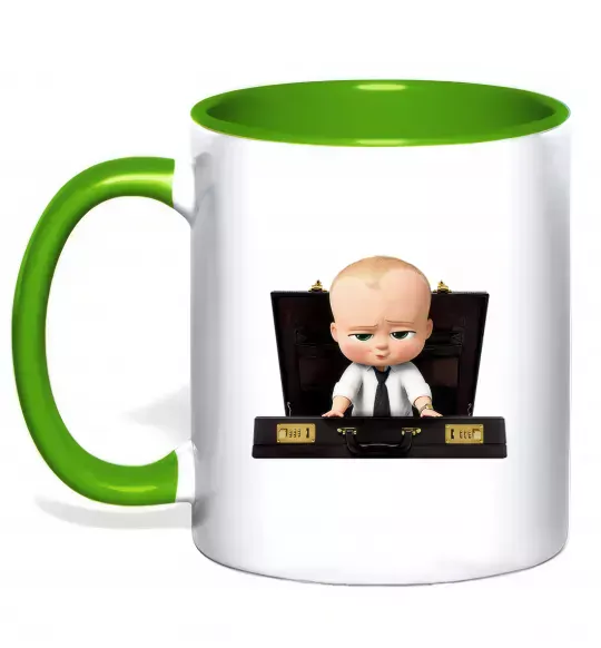 Чашка з кольоровою ручкою Босс в чемодане Зелений фото