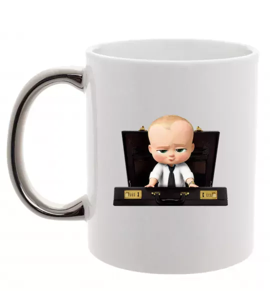 Чашка з кольоровою ручкою Босс в чемодане Срібло фото