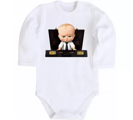 Дитячий бодік Босс в чемодане Білий фото