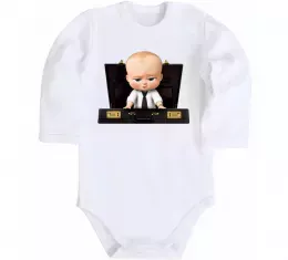 Дитячий бодік Кіт у чоботях маленький Білий фото