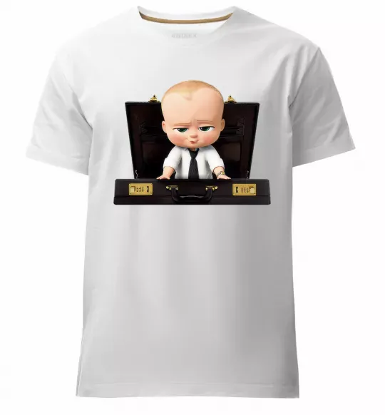 Мужская премиум футболка Босс в чемодане Белый фото