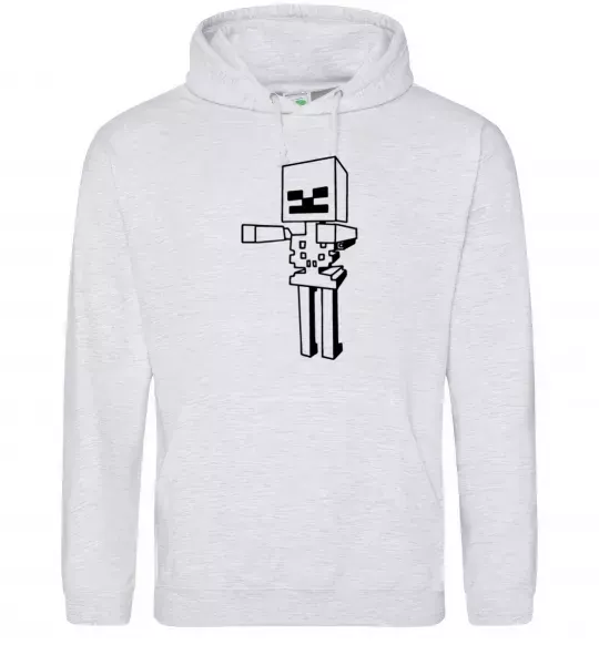Чоловіча толстовка (худі) Скелет Майнкрафт Сірий меланж фото