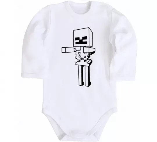 Дитячий бодік Скелет Майнкрафт Білий фото