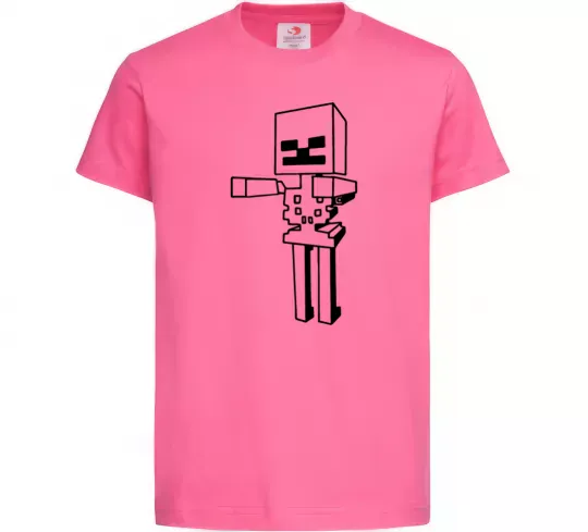 Дитяча футболка Скелет Майнкрафт Яскраво-рожевий фото