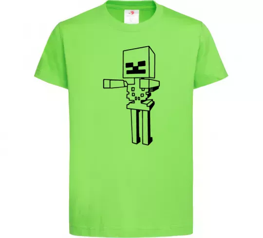 Дитяча футболка Скелет Майнкрафт Лаймовий фото
