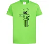 Дитяча футболка Скелет Майнкрафт Лаймовий фото