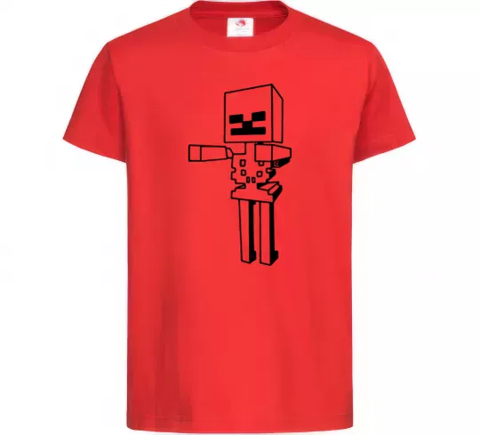 Дитяча футболка Скелет Майнкрафт Червоний фото