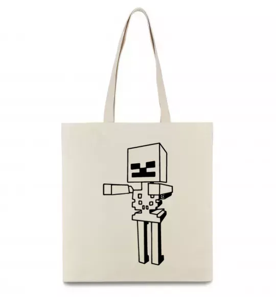 Еко-сумка Скелет Майнкрафт Бежевий фото