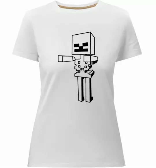 Жіноча преміум футболка Скелет Майнкрафт Білий фото