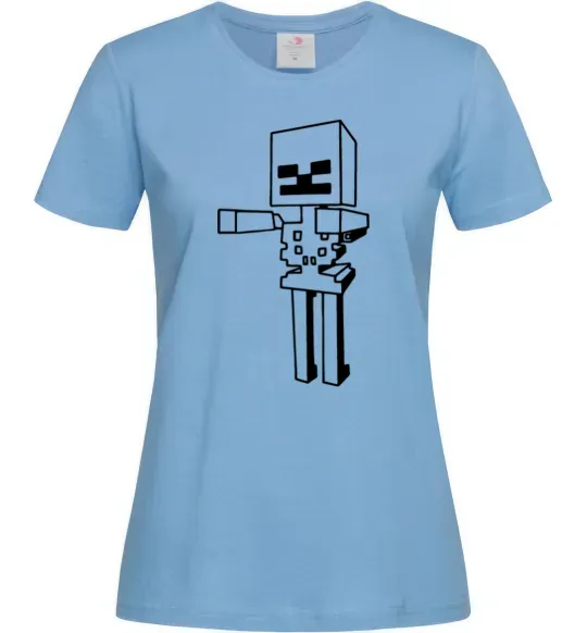 Женская футболка Скелет Майнкрафт Голубой фото