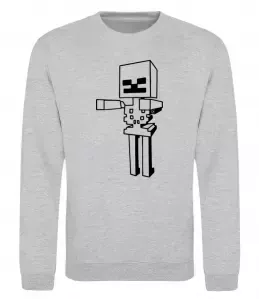 Свитшот Скелет Майнкрафт Серый меланж фото