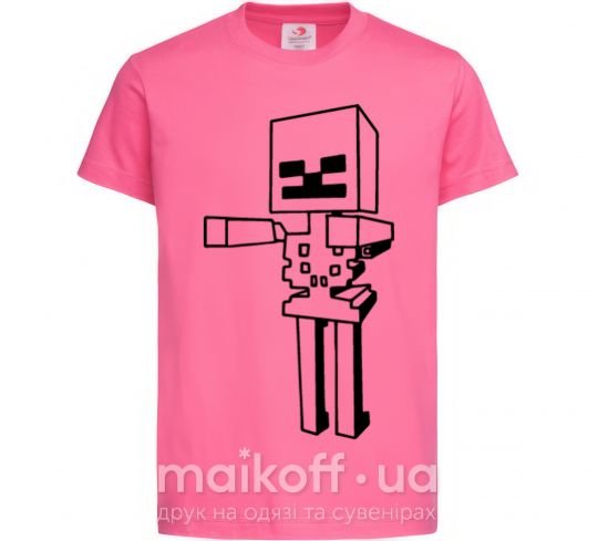 Детская футболка Скелет Майнкрафт Ярко-розовый фото