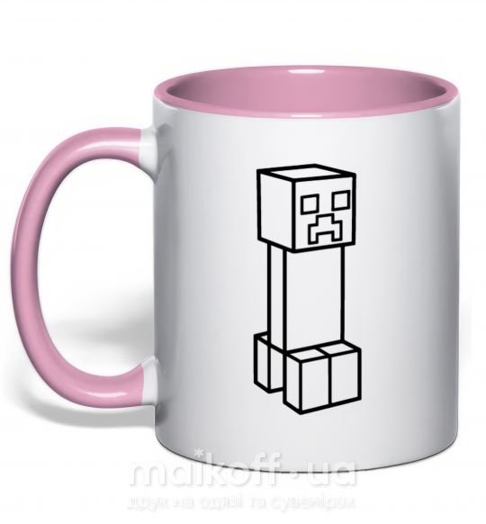 Чашка с цветной ручкой Крипер Нежно розовый фото