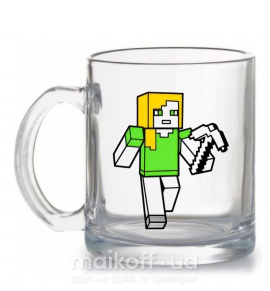 Чашка скляна Алекс с киркой Прозорий фото